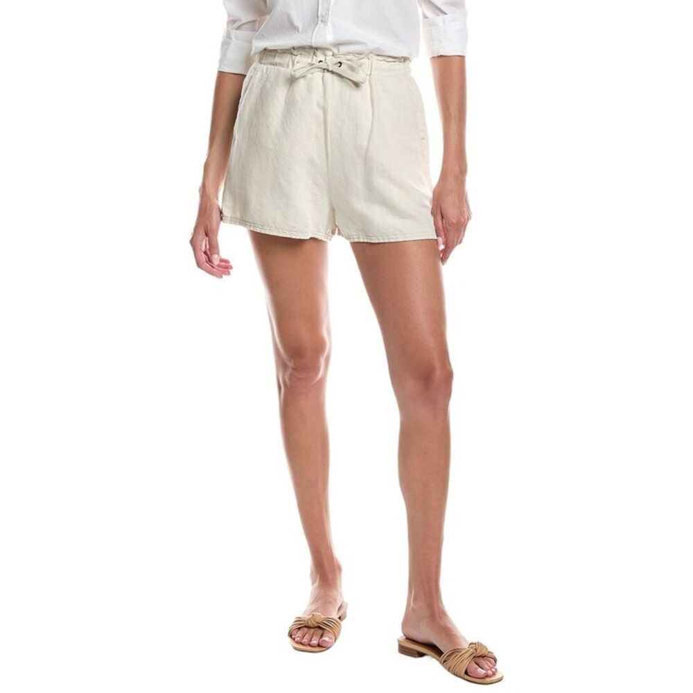 Askk Ny Womens  Sunset Khaki Linen-Blend Short, Brown